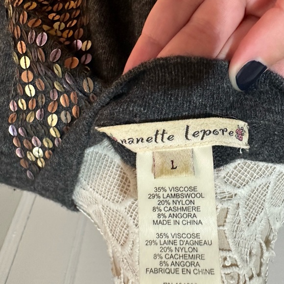 SOLD Nanette Lepore symphony sequin cardigan L ASO Gossip Girl Serena - Picture 4 of 6